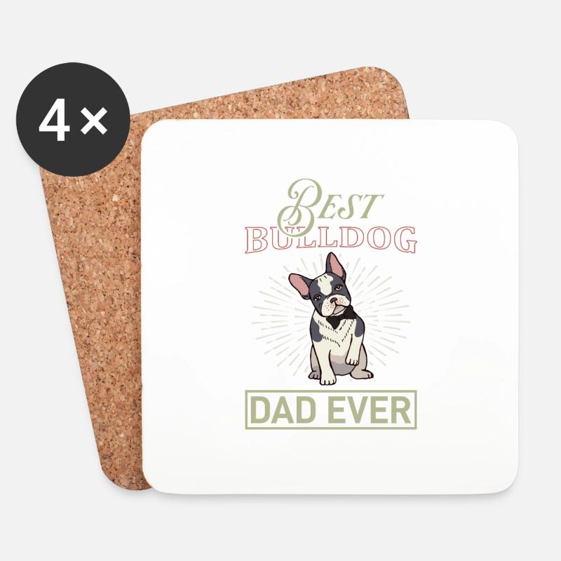 Best Bulldog Dad - Untersetzer (4er-Set) - Weiß