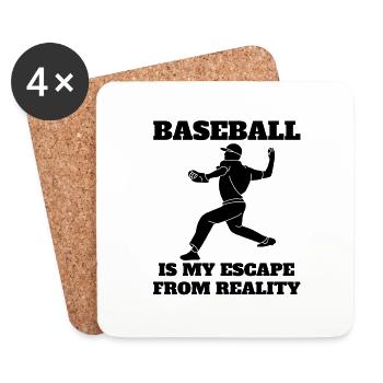Cadeau de baseball Baseball Game Baseball Amateurs - Dessous de verre (lot de 4) - blanc - Devant