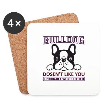 Bulldog comme le bouledogue - Dessous de verre (lot de 4) - blanc - Devant