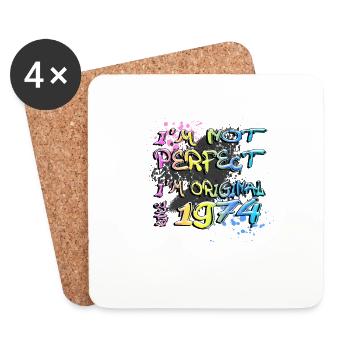 Je ne suis pas parfait, je suis original depuis 1974 Graffiti - Dessous de verre (lot de 4) - blanc - Devant