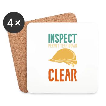Inspect Permit Tear Down Clear Home Improvement Ha - Untersetzer (4er-Set) - Weiß - Vorne