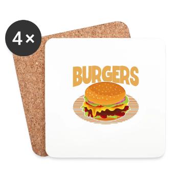 Hamburger Cheesburger Fast Food Burger - Dessous de verre (lot de 4) - blanc - Devant