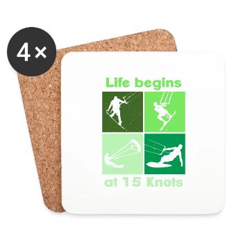 Life begins at 15 Knots, Lifestyle Vintage Design - Untersetzer (4er-Set) - Weiß - Vorne