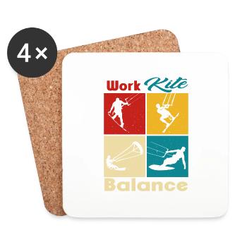 Équilibre du cerf-volant de travail. Style de vie Vintage Design, Travail - Dessous de verre (lot de 4) - blanc - Devant