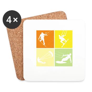 Kite Surf, Kite Board, Lifestyle Vintage Design - Dessous de verre (lot de 4) - blanc - Devant