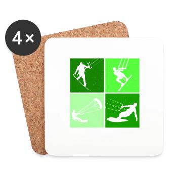 Kite Surf, Kite Board, Lifestyle Vintage Design - Dessous de verre (lot de 4) - blanc - Devant
