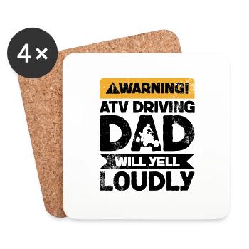 WARNING YELL - ATV FORING DAD - Coasters (set of 4) - white - Front