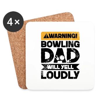 Avertissement Cris - Bowling Dad - Dessous de verre (lot de 4) - blanc - Devant