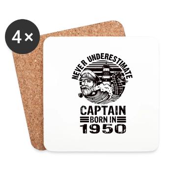 Never Underestimate Captain born in 1950 - Untersetzer (4er-Set) - Weiß - Vorne