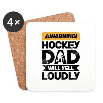 Warnung Schreien - Hockey Dad - Untersetzer (4er-Set) - Weiß - Vorne