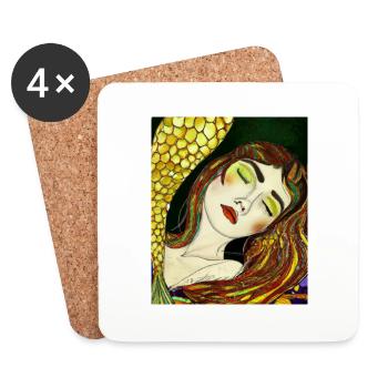 Mermaid Portrait Gustav Klimt Style - Coasters (set of 4) - white - Front