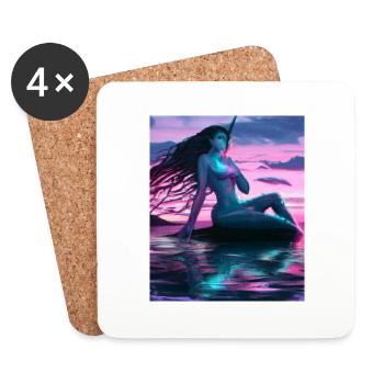 Mermaid Portrait 80s Retro - Coasters (set of 4) - white - Front