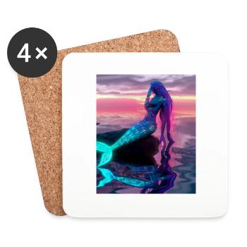 Mermaid Portrait 80s Retro - Coasters (set of 4) - white - Front
