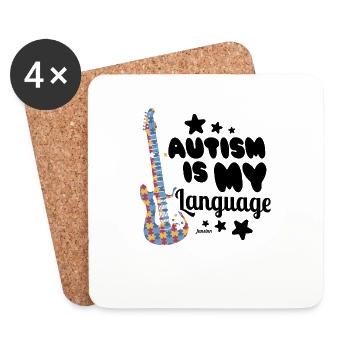 Guitar Autism Rock Music Puzzle Autistic - Coasters (set of 4) - white - Front