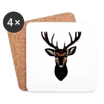 Hirschkopf im Herbst Hirsch Geweih Bock Reh Kitz - Untersetzer (4er-Set) - Weiß - Vorne