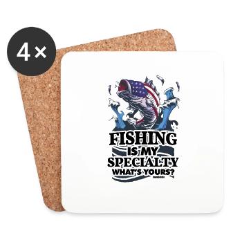 Angler Fisherman Fishing Fishing Fishing Rod Gift - Coasters (set of 4) - white - Front