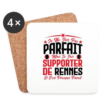 je ne suis pas parfait, supporteur de Rennes . - Dessous de verre (lot de 4) - blanc - Devant