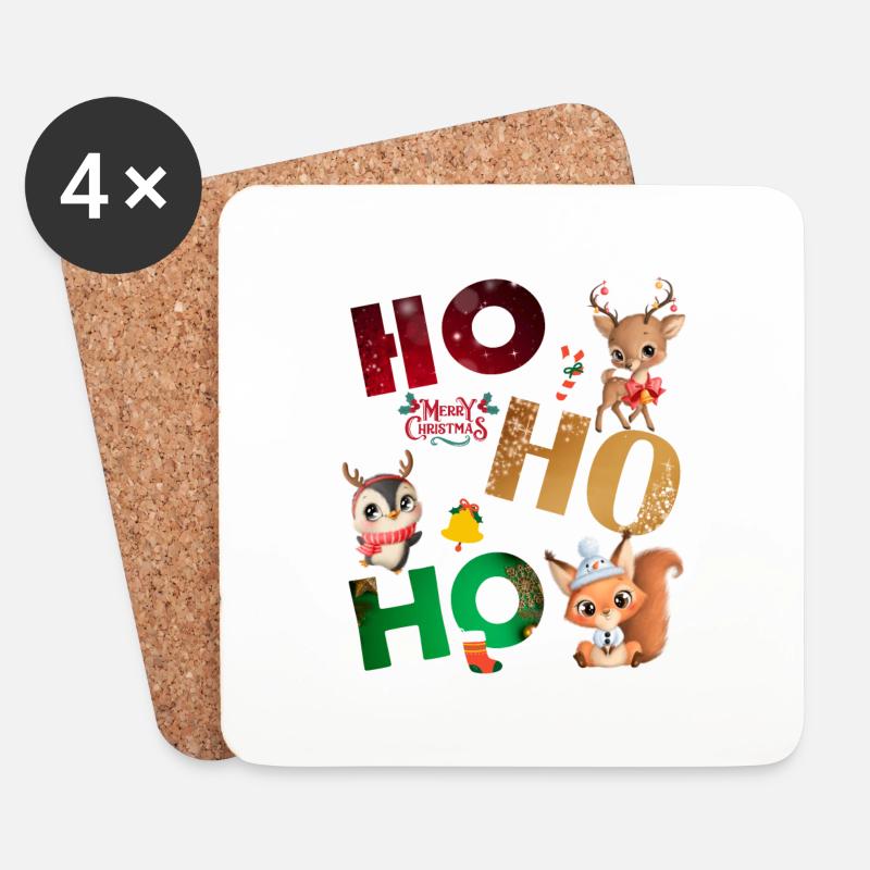 Ho Ho Ho - Untersetzer (4er-Set) - Weiß