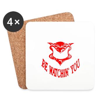 Be Watchin' You Retro Demon Devil Halloween - Untersetzer (4er-Set) - Weiß - Vorne
