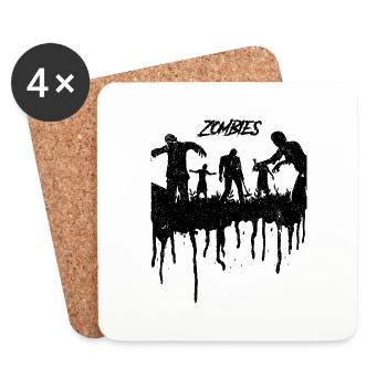 Distressed Zombie Apocalypse Silhouette - Coasters (set of 4) - white - Front
