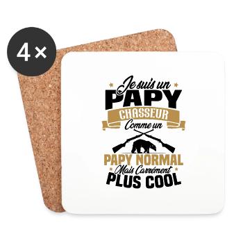 Je suis un papy chasseur comme un papy normal - Dessous de verre (lot de 4) - blanc - Devant