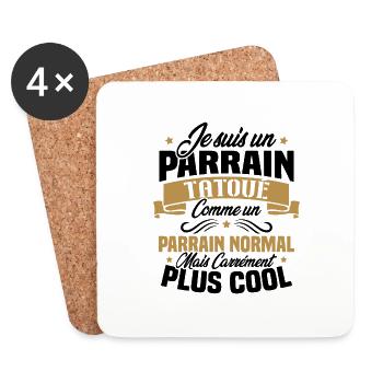 J'ai un parrain tatoué comme un parrain normal - Dessous de verre (lot de 4) - blanc - Devant