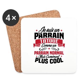 J'ai un parrain tatoué comme un parrain normal - Dessous de verre (lot de 4) - blanc - Devant