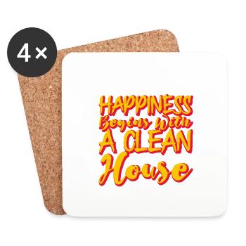 Happiness Begins With A Clean House 2 - Untersetzer (4er-Set) - Weiß - Vorne