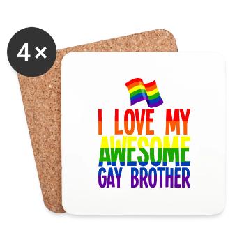 J’aime mon super frère gay 4 - Dessous de verre (lot de 4) - blanc - Devant