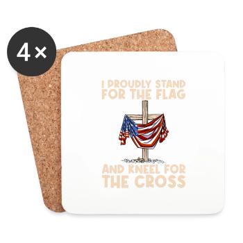 I Proudly Stand For The Flag Kneel For The Cross - Coasters (set of 4) - white - Front