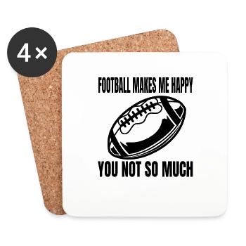 Football American Football Game Entraîneur de football - Dessous de verre (lot de 4) - blanc - Devant