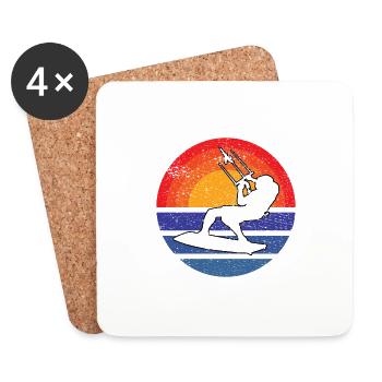 Kitesurfen Windsurfer Surfen Windsurfing Geschenk - Untersetzer (4er-Set) - Weiß - Vorne