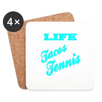 Life Is Better With Tacos & Tennis Retro T-Shirt - Untersetzer (4er-Set) - Weiß - Vorne