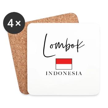 Holidays with Greek flag - Island of Lombok - Coasters (set of 4) - white - Front