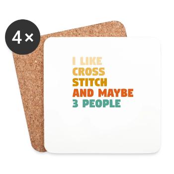 J’aime le point de croix et peut-être 3 personnes crochet qui - Dessous de verre (lot de 4) - blanc - Devant