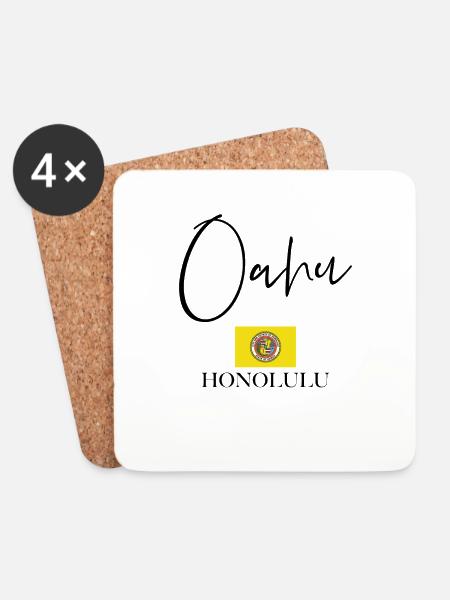Greece Flag Vacation - Oahu Island - Coasters (set of 4) - white