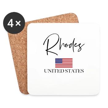 Vacances du drapeau de la Grèce - Rhodes Island - Dessous de verre (lot de 4) - blanc - Devant