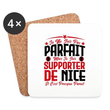 je ne suis pas parfait, supporteur de Nice . - Dessous de verre (lot de 4) - blanc - Devant