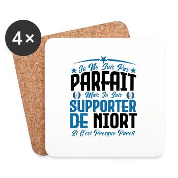 je ne suis pas parfait, supporteur de Niort . - Dessous de verre (lot de 4) - blanc - Devant