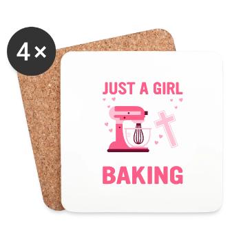 Just A Girl Who Loves Jesus And Baking Cookie Ba - Coasters (set of 4) - white - Front
