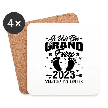Je Vais Être Grand Frère en 2023 - Dessous de verre (lot de 4) - blanc - Devant