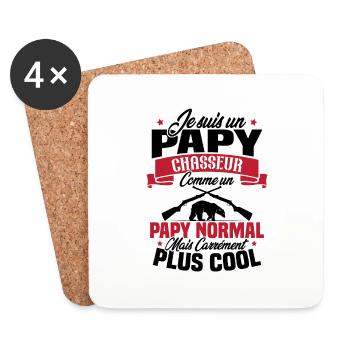 Je suis un papy chasseur comme un papy normal - Dessous de verre (lot de 4) - blanc - Devant