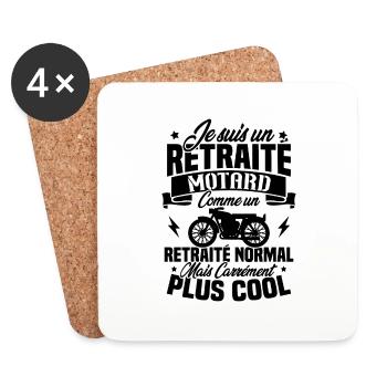 Je suis un retraité motard un retraité normal - Dessous de verre (lot de 4) - blanc - Devant