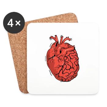 Half Brain Half Heart Organ Anatomy Science - Coasters (set of 4) - white - Front