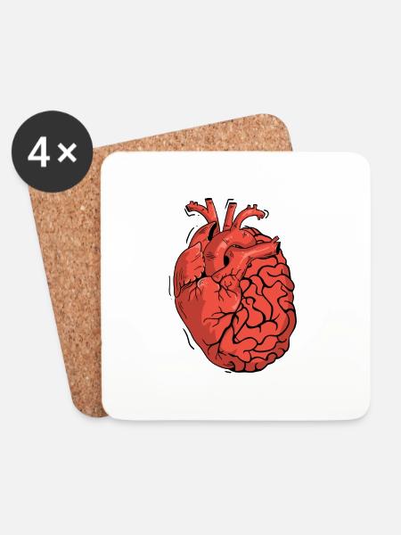 Halb Gehirn halb Herz Organ Anatomie Wissenschaft - Untersetzer (4er-Set) - Weiß