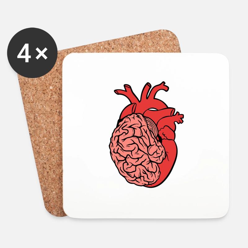 Halb Gehirn halb Herz Organ Anatomie Wissenschaft - Untersetzer (4er-Set) - Weiß