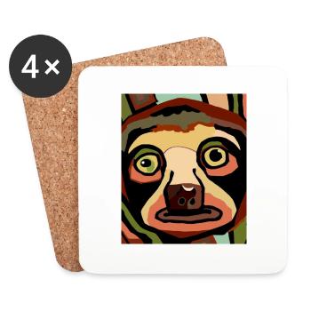 Portrait paresseux Drôle de cubisme - Dessous de verre (lot de 4) - blanc - Devant