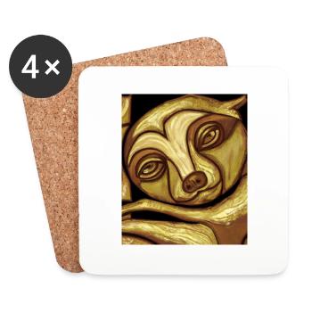 Sloth Portrait Funny Cubism Gustav Klimt - Coasters (set of 4) - white - Front
