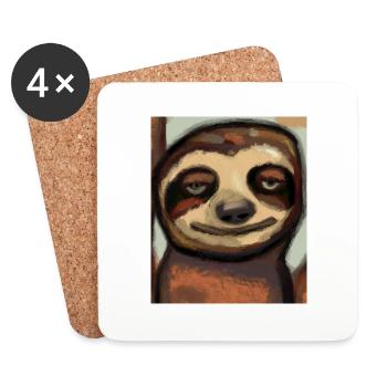 Sloth Portrait Funny Cubism - Coasters (set of 4) - white - Front