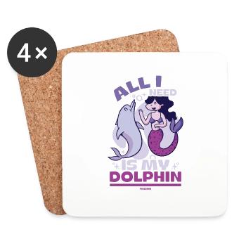Delfin - Untersetzer (4er-Set) - Weiß - Vorne
